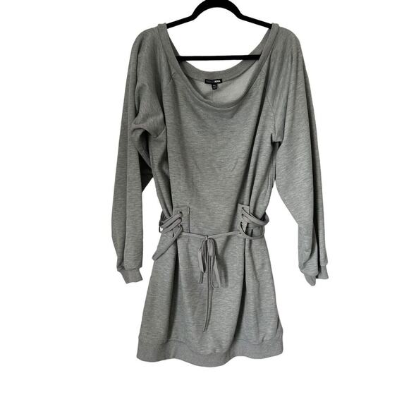 Fashion Nova Dress Size 1X Grey Rise and Grind Corset Long Sleeve Mini - Picture 1 of 12